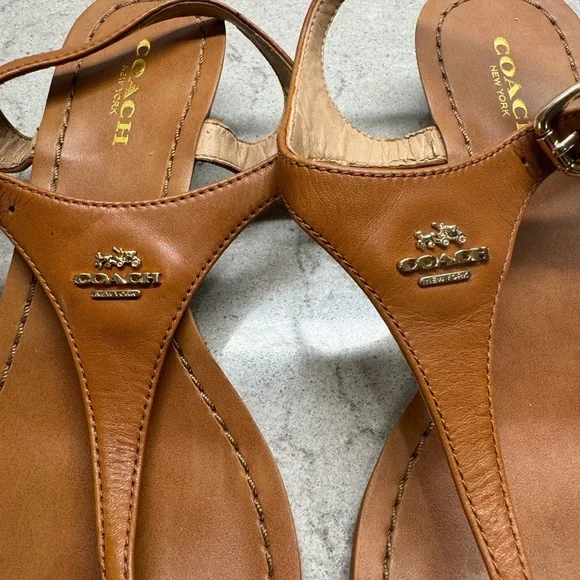 Coach Women's Brown Leather Sandals - Picture 2 of 5